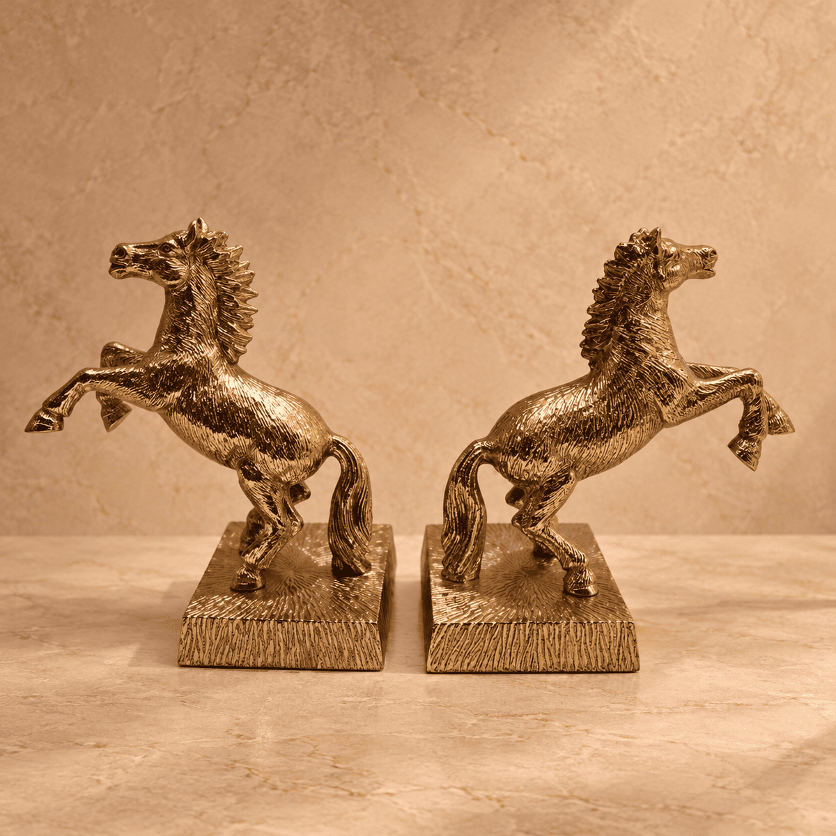 Gold Rearing Horse Decor – Set of 2