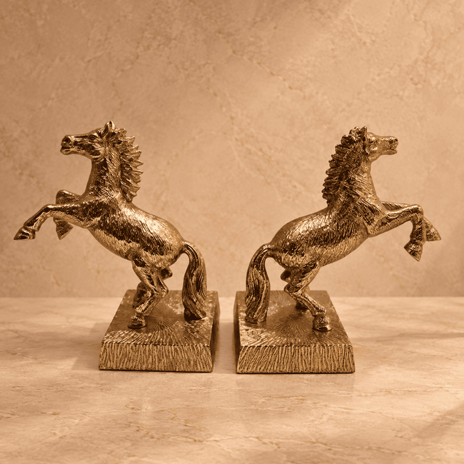 Gold Rearing Horse Decor – Set of 2