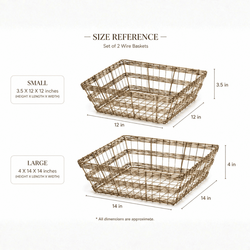 Set of 2 Wire Square Basket