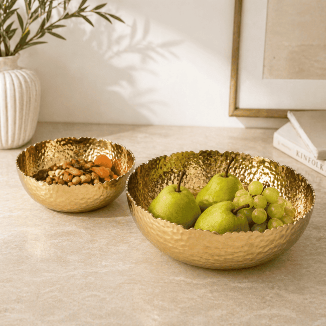Hammered Gold Bowls (Set of 2)