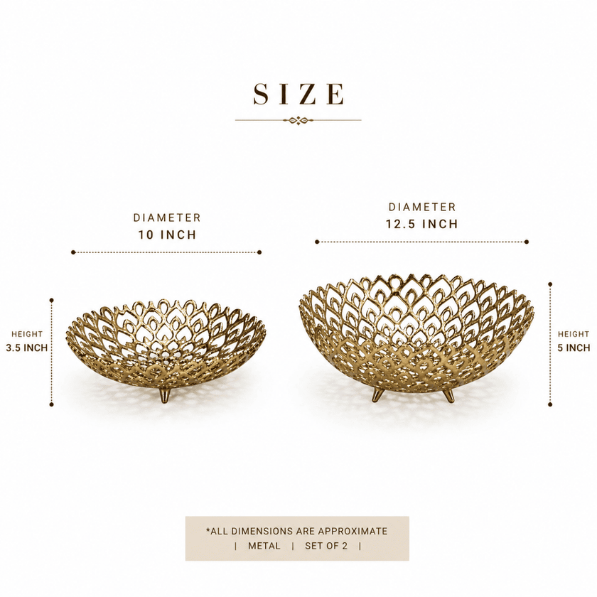 Lattice Gold Basket (Set of 2)