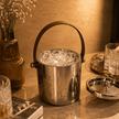 Luxe Leather-Handle Ice Bucket