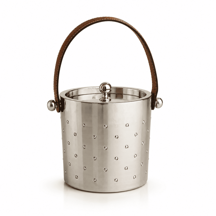 Luxe Leather-Handle Ice Bucket