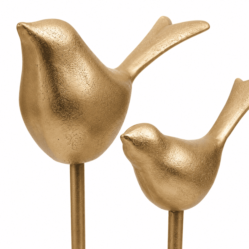 Golden Songbird Sculptures (Set of 2)