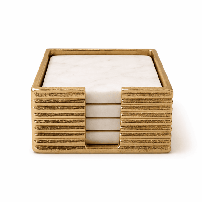 Marble Coasters with Holder (Set of 4)