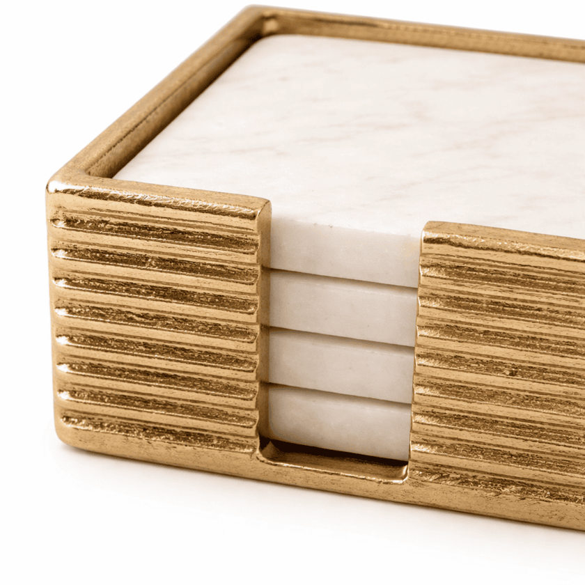 Marble Coasters with Holder (Set of 4)