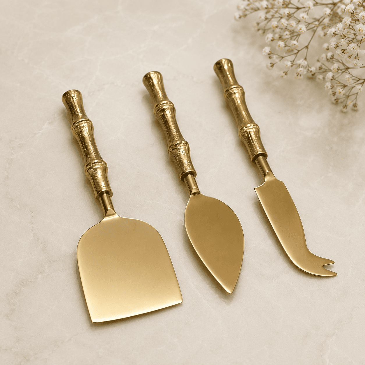 Gold Cheese Knives Set (Set of 3)