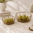 Wire Fruit Baskets with Wooden Base (Set of 2)