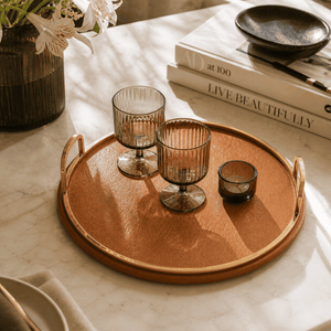 Round Leatherette Serving Tray (12”)