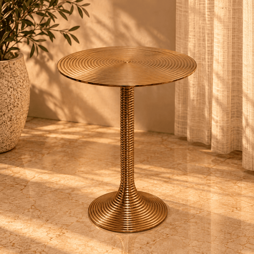 Gold Ribbed Side Table