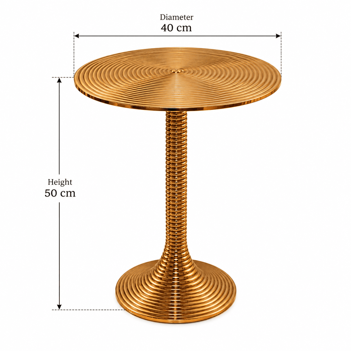 Gold Ribbed Side Table