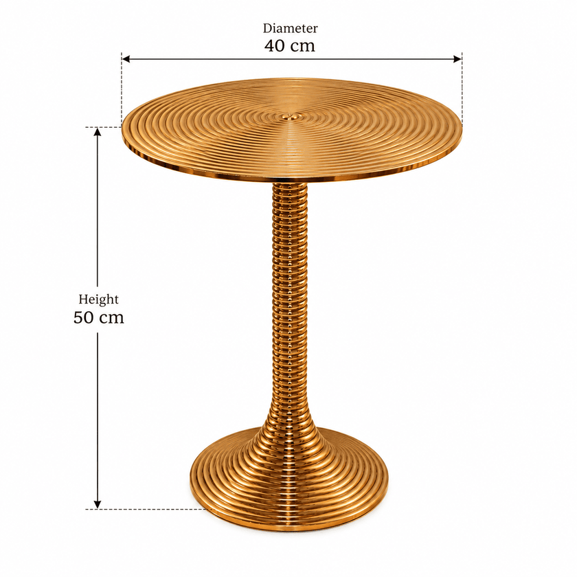 Gold Ribbed Side Table