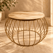 Round Coffee Table – Gold & Wood