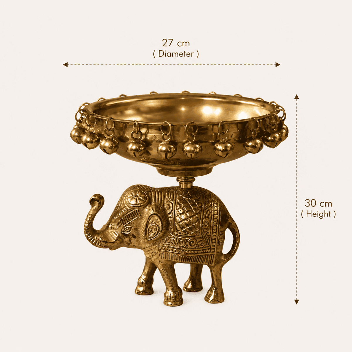Heritage Elephant Urli with Hanging Bells