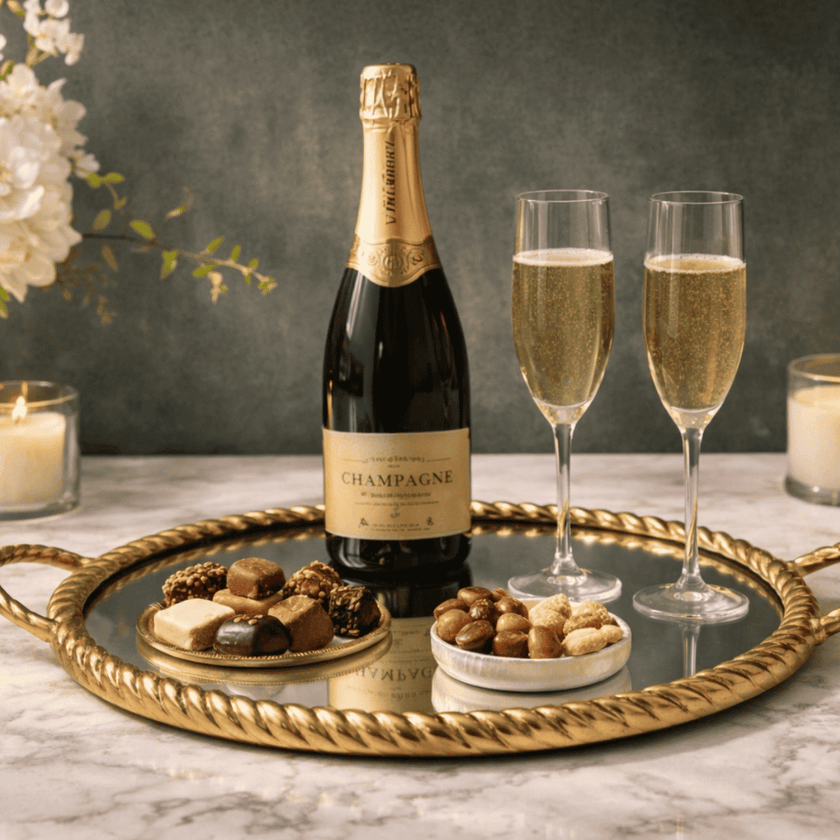 Gold Mirror Serve Tray (12”)