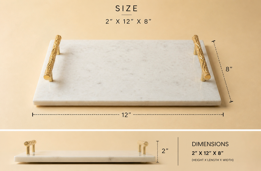 Marble Serving Tray with Textured Handles