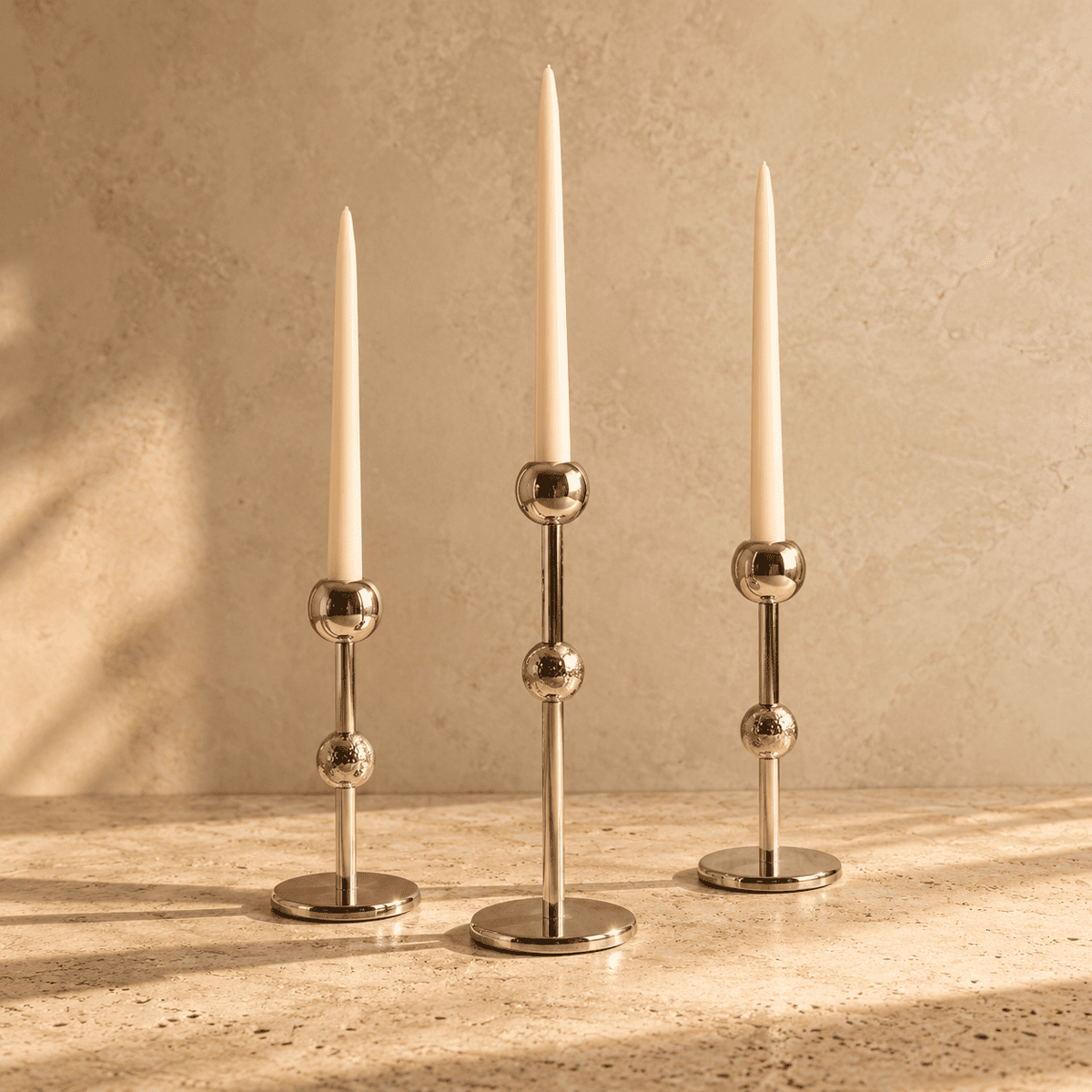 Silver Candle Holders – Set of 3