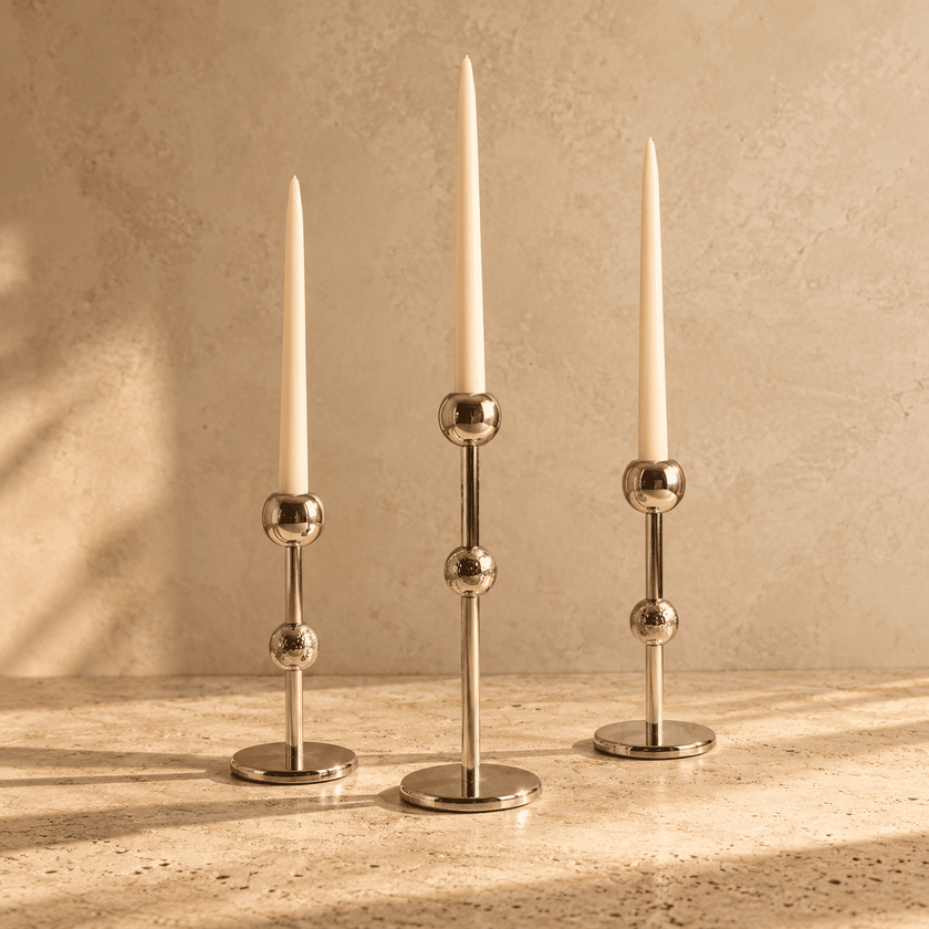 Silver Candle Holders – Set of 3