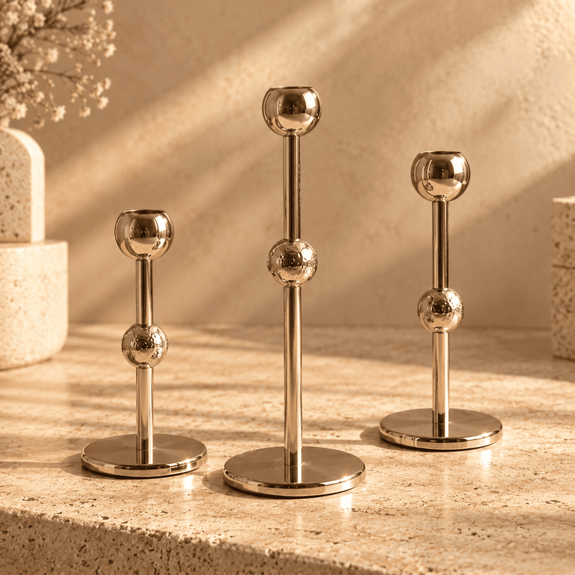 Silver Candle Holders – Set of 3