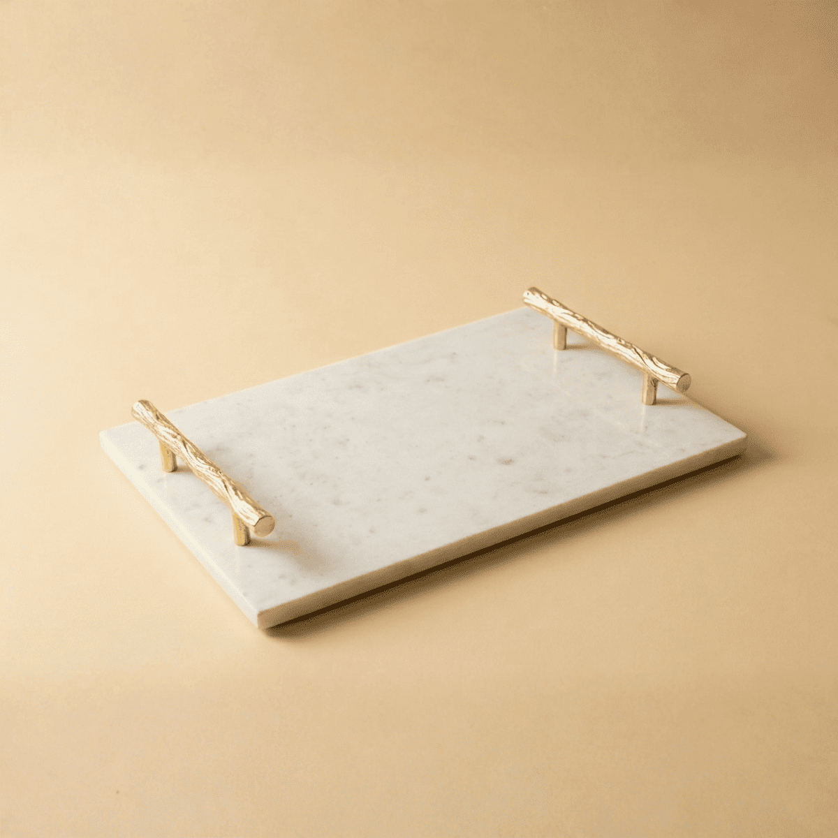 Marble Serving Tray with Textured Handles