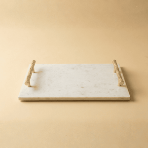 Marble Serving Tray with Textured Handles