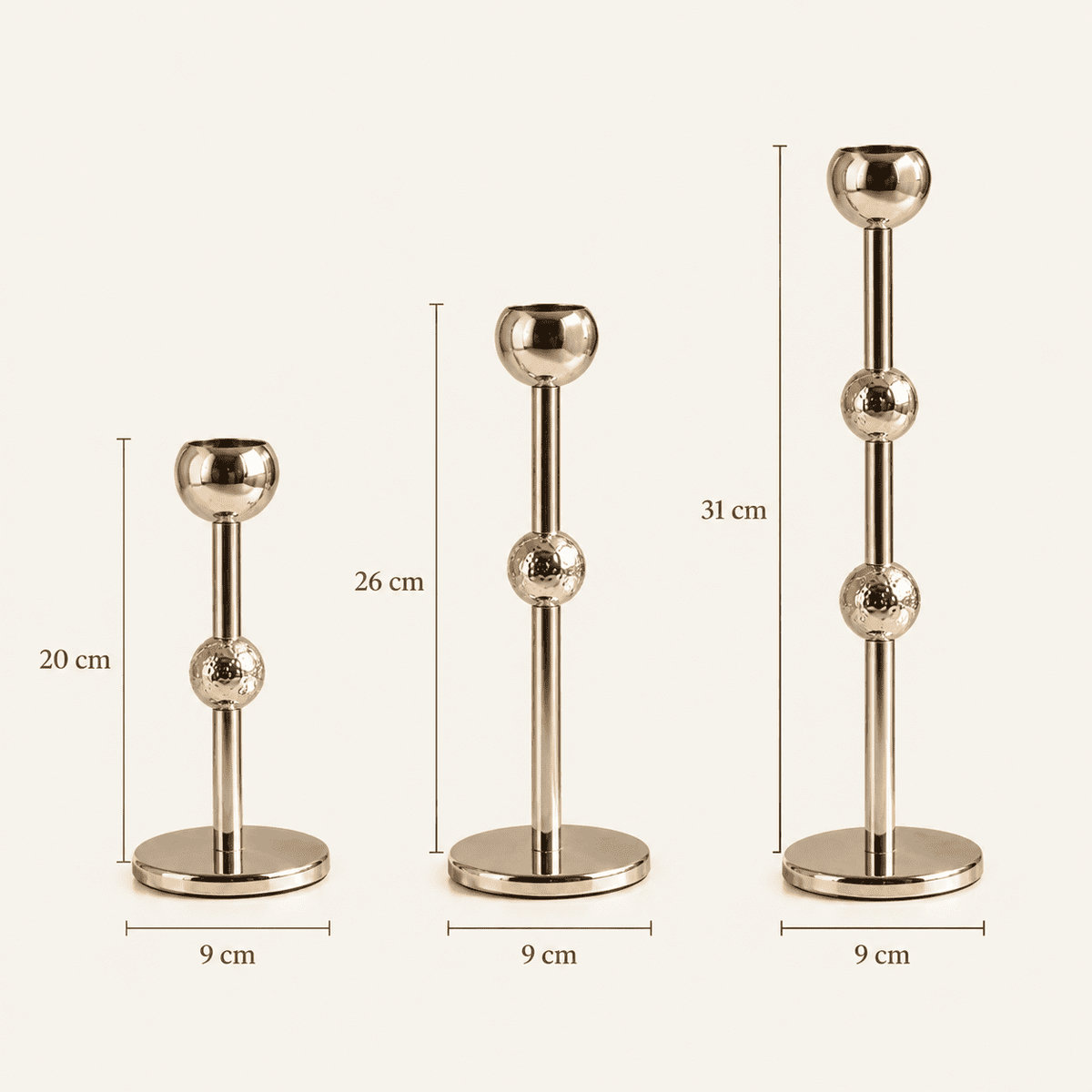 Silver Candle Holders – Set of 3