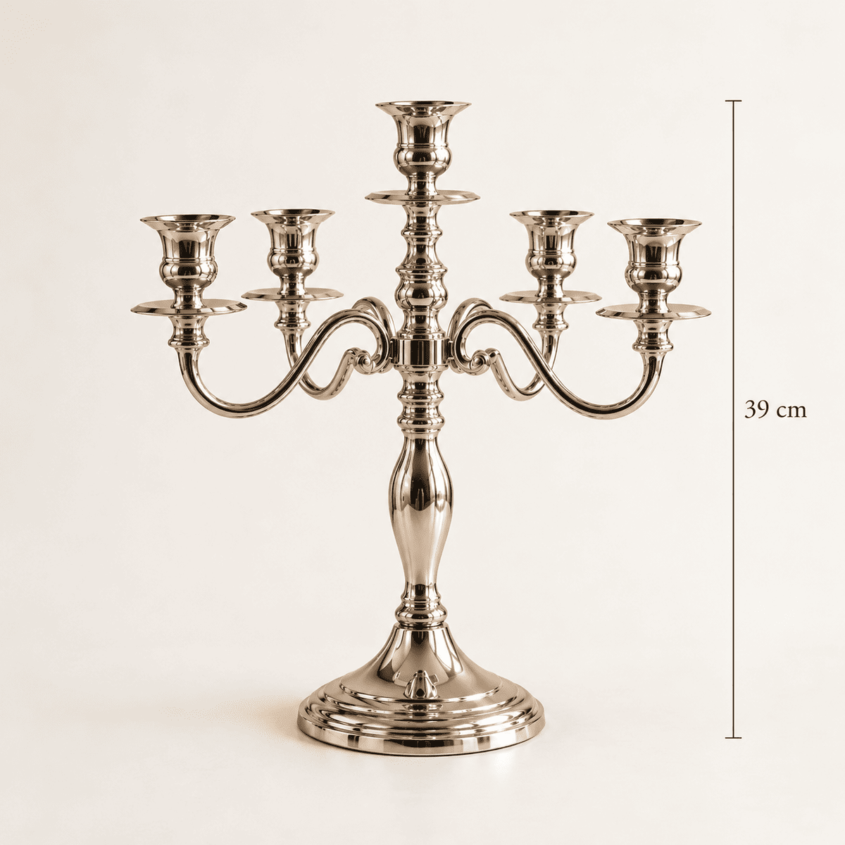 Silver 5-Arm Candle Holder