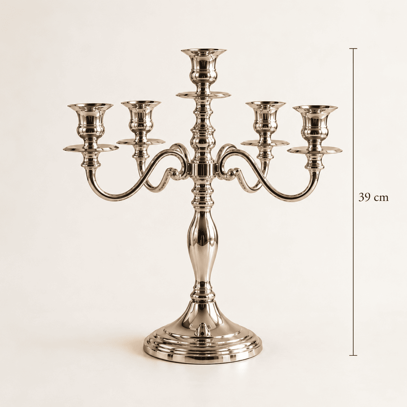 Silver 5-Arm Candle Holder