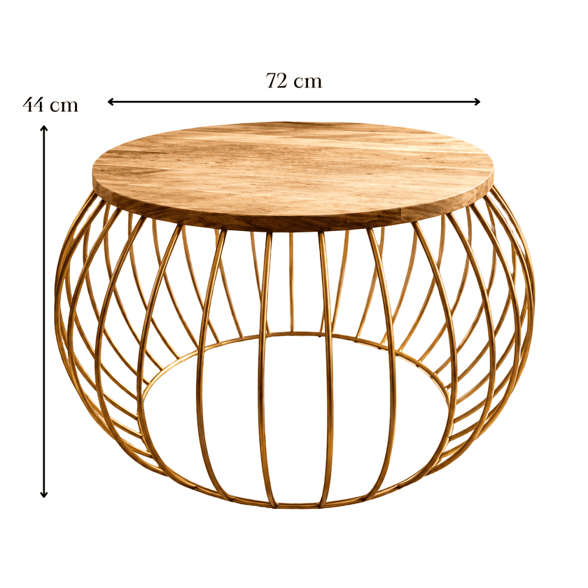 Round Coffee Table – Gold & Wood